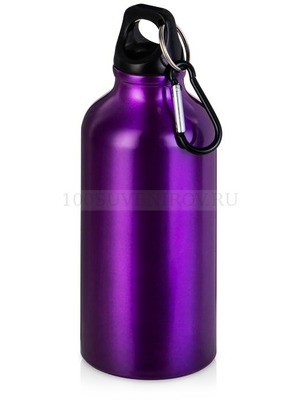 Фото Металлическая бутылка HIP S с карабином под круговую гравировку логотипа, 400 мл, d6,5 х 17,5 см (пурпурный)
