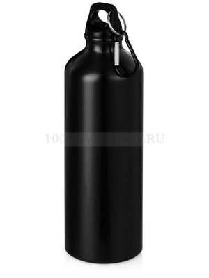 Фото Алюминиевая бутылка HIP M с карабином под круговую печать логотипа, 770 мл, d7,3 х 25 см (черный глянцевый)