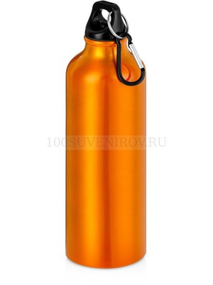 Фото Алюминиевая бутылка HIP M с карабином под круговую печать логотипа, 770 мл, d7,3 х 25 см (оранжевый)