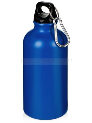 Фото Металлическая бутылка Hip S с карабином под нанесение логотипа, 400 мл, матовая, d6,5 х 17,5 см (синий)