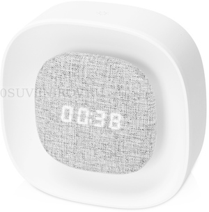 Фото Фирменный настольные беспроводные часы с датчиком освещенности и подсветкой Night Watch, 12 х 4,2 х 12 см «Evolt» (белый, серый)