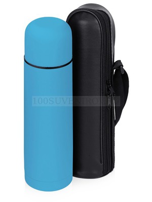 Фото Герметичный термос ЯМАЛ Soft Touch с чехлом, 500 мл., d7 х 24,5 см (голубой матовый)