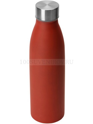 Фото Фирменная бутылка RELY для воды из нержавеющей стали под гравировку и цветную печать, 650 мл, d6,8 х 24 см «Waterline» (красный, серебристый)