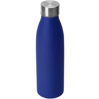 Фирменная бутылка RELY для воды из нержавеющей стали под гравировку и цветную печать, 650 мл, d6,8 х 24 см, синий, серебристый