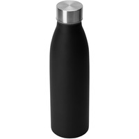 Фирменная бутылка RELY для воды из нержавеющей стали под гравировку и цветную печать, 650 мл, d6,8 х 24 см, черный, серебристый