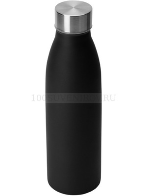 Фото Фирменная бутылка RELY для воды из нержавеющей стали под гравировку и цветную печать, 650 мл, d6,8 х 24 см «Waterline» (черный, серебристый)