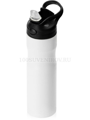Фото Фирменная бутылка для воды из пищевой стали HIKE под гравировку логотипа, 850 мл, d7 х 9,7 х 27,5 см «Waterline» (белый, черный)