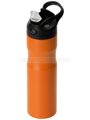 Фото Фирменная бутылка для воды из пищевой стали HIKE под гравировку логотипа, 850 мл, d7 х 9,7 х 27,5 см «Waterline» (оранжевый, черный)
