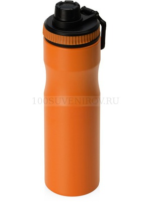 Фото Фирменная бутылка для воды из пищевой стали SUPPLY под гравировку логотипа, 850 мл, d7 х 7,7 х 26,3 см «Waterline» (оранжевый)