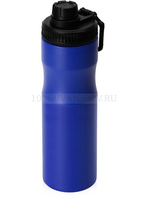 Фото Фирменная бутылка для воды из пищевой стали SUPPLY под гравировку логотипа, 850 мл, d7 х 7,7 х 26,3 см «Waterline» (синий, черный)