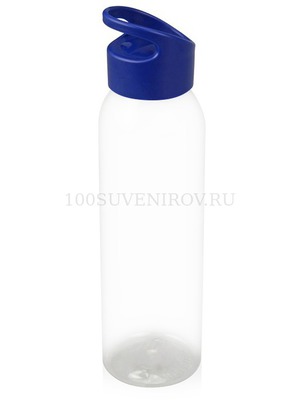 Фото Герметичная прозрачная бутылка для воды PLAIN-2 из пластика, под печать логотипа, 630 мл, d6,5 х 25,5 см (прозрачный, синий)