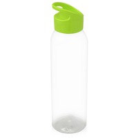 Герметичная прозрачная бутылка для воды PLAIN-2 из пластика, под печать логотипа, 630 мл, d6,5 х 25,5 см, прозрачный/зеленый