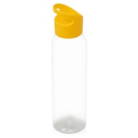 Герметичная прозрачная бутылка для воды PLAIN-2 из пластика, под печать логотипа, 630 мл, d6,5 х 25,5 см, прозрачный/желтый