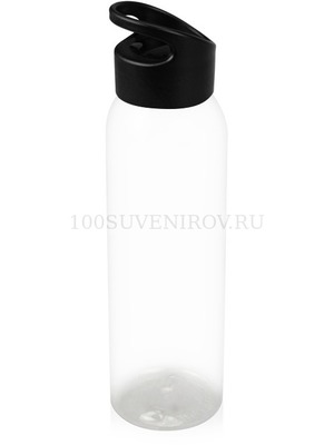 Фото Герметичная прозрачная бутылка для воды PLAIN-2 из пластика, под печать логотипа, 630 мл, d6,5 х 25,5 см (прозрачный, черный)