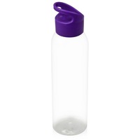 Герметичная прозрачная бутылка для воды PLAIN-2 из пластика, под печать логотипа, 630 мл, d6,5 х 25,5 см, прозрачный/фиолетовый