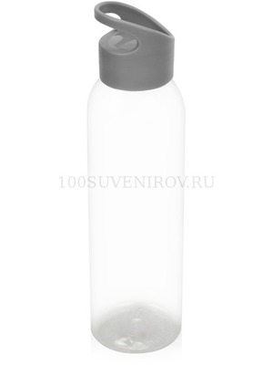 Фото Герметичная прозрачная бутылка для воды PLAIN-2 из пластика, под печать логотипа, 630 мл, d6,5 х 25,5 см (прозрачный, серый)