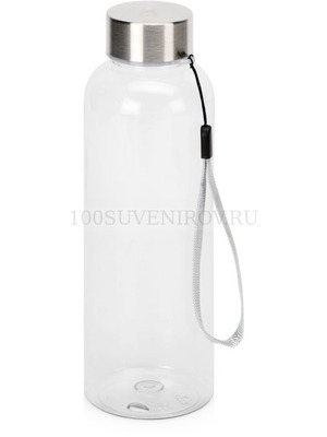Фото Суперлегкая бутылка для воды из rPET KATO под нанесение логотипа со съемным ремешком, 500мл, d6,5 х 20 см. Всего 84 грамма! (прозрачный)