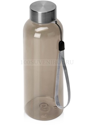 Фото Суперлегкая бутылка для воды из rPET KATO под нанесение логотипа со съемным ремешком, 500мл, d6,5 х 20 см. Всего 84 грамма! (черный)