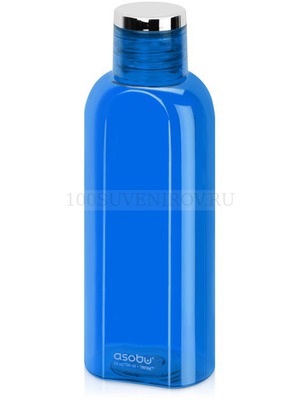 Фото Прямоугольная герметичная бутылка для воды FLIP SIDE, тритан, 700 мл., 8,25 х 5,7 х 24 см. Предусмотрено нанесение логотипа.  «Asobu» (голубой)