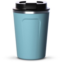 Стальная термокружка CAFEE COMPACT под нанесение логотипа, 380 мл., 8,89 х 8,89 х 13,33 см , голубой