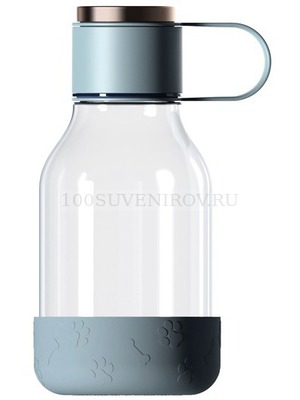 Фото Бутылка для воды 2-в-1 Dog Bowl Bottle со съемной миской для питомцев, тритан, 1500 мл. 13,33 х 11,4 х 24 см. Предусмотрено нанесение логотипа.  «Asobu» (голубой)