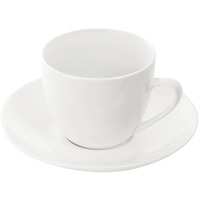 Чайная пара LOTOS из костяного фарфора с глянцевой глазурью под нанесение логотипа, 250 мл., чашка d8,3 х 10,7 х 7 см, блюдце d14,9 х 2,2 см