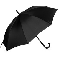 Зонт-трость REVIVER с куполом из переработанного пластика и ручкой софт-тач, полуавтомат, d104 х 84 см, в сложенном виде d4,2 х 11 х 84 см , черный