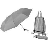 Складной зонт PICAU из переработанного пластика в сумочке, зонт: d97х56 см; сумочка: 32х43см; ручки 3х38 см , серый