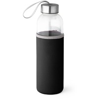 Стеклянная бутылка для спорта RAISE с чехлом, с ремешком, под печать логотипа, 500 мл, d6,5 x 22,5 см