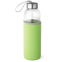 Стеклянная бутылка для спорта RAISE с чехлом, с ремешком, под печать логотипа, 500 мл, d6,5 x 22,5 см, зеленое яблоко