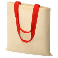 Промо-сумка DAKOTA из хлопка 100 г/м2 с цветными ручками, 38 х 42 см. Предусмотрено нанесение логотипа.