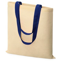 Промо-сумка DAKOTA из хлопка 100 г/м2 с цветными ручками, 38 х 42 см. Предусмотрено нанесение логотипа. , натуральный/ярко-синий