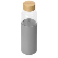 Герметичная стеклянная бутылка для воды REFINE в силиконовом чехле, 500 мл., d4,8 х d6,7 х 23,6 см. Нанесение логотипа предусмотрено на бутылку, на чехол и на крышку.