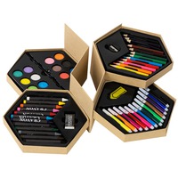 Шикарный набор для рисования PANDORA из 52 предметов: маркер - 12шт, цветные карандаши - 12шт, восковые карандаши - 12шт, акварельные краски - 12шт, кисточка, точилка, ластик, скрепка, 19,5 х 17 х 10,2 см, ширина грани коробки 9,5 см. Рисуйте, чем хотите) <br />
