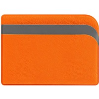 Чехол для карточек DUAL с тремя отделениями под полноцвет и тиснение логотипа, 10х7,2 см, оранжевый