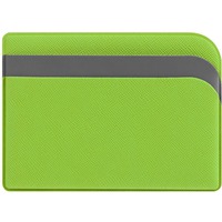 Чехол для карточек DUAL с тремя отделениями под полноцвет и тиснение логотипа, 10х7,2 см, зеленый