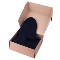 Набор подарочный НАСВЯЗИ©: шапка, шарф,  варежки, носки, темно-синий