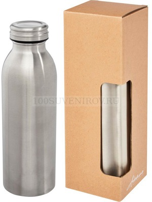 Фото Фирменная бутылка RITI из нержавеющей стали в подарочной коробке, 500 мл, 6,8 x 6,8 x 21,25 см «Avenue» (серебристый)