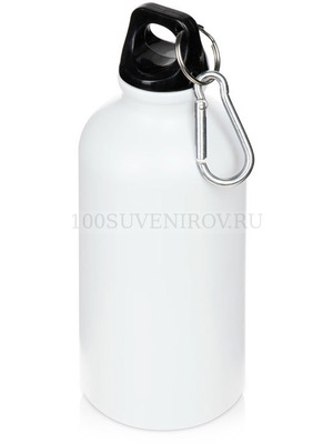 Фото Металлическая бутылка Hip S с карабином под нанесение логотипа, 400 мл, матовая, d6,5 х 17,5 см (белый)