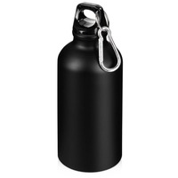 Металлическая бутылка Hip S с карабином под нанесение логотипа, 400 мл, матовая, d6,5 х 17,5 см, черный