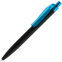 Фотография Ручка шариковая Prodir QS01 PRT-P Soft Touch, черная с голубым