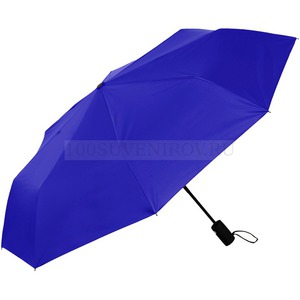 Фото Прочный складной зонт-автомат DUAL с двухцветным куполом, d105 х 31 см. Защита от ветра. Предусмотрено нанесение логотипа.  (голубой, черный)
