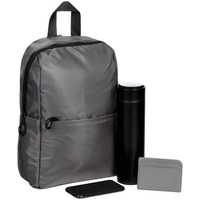 Подарочный набор CITY THERM: зарядник на 5000 мAч, смарт-бутылка, рюкзак, чехол для карточек, черный