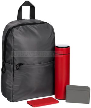 Фото Подарочный набор CITY THERM: зарядник на 5000 мAч, смарт-бутылка, рюкзак, чехол для карточек, красный