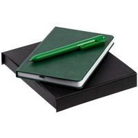 Бизнес-набор CLUSTER MINI: блокнот А6 в клетку, ручка шариковая в подарочной коробке, зеленый