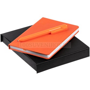 Фото Бизнес-набор CLUSTER MINI: блокнот А6 в клетку, ручка шариковая в подарочной коробке, оранжевый «Контекст»