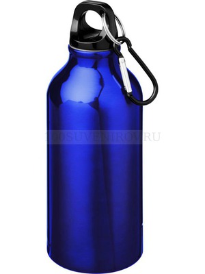 Фото Металлическая бутылка OREGON с карабином под нанесение логотипа, 400 мл., d6,6 x 17,6 см, синий