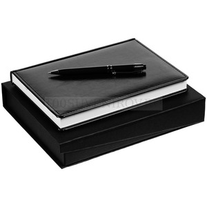Фото Бизнес-набор NEBRASKA DUO: недатированный ежедневник, ручка в тон в подарочной коробке с ложементом, черный