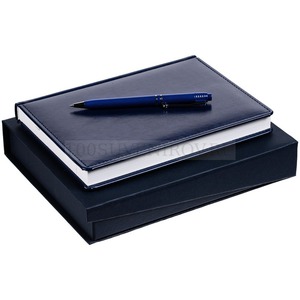 Фото Бизнес-набор NEBRASKA DUO: недатированный ежедневник, ручка в тон в подарочной коробке с ложементом, синий