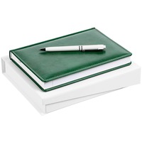 Бизнес-набор NEBRASKA DUO: недатированный ежедневник, ручка в тон в подарочной коробке с ложементом, зеленый